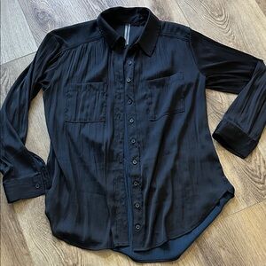 Anthropologie Black Satin Blouse